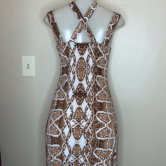 Bisou Bisou Snake Print long Maxi Dress Size 8 - Picture 8 of 9